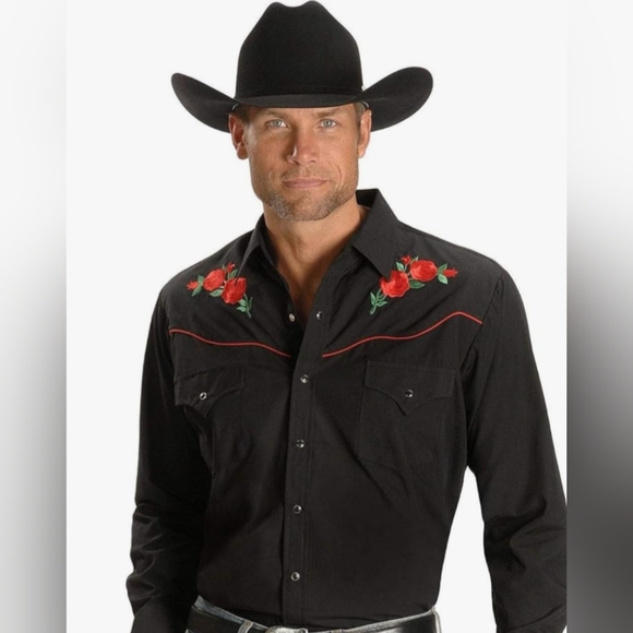 Ely Cattleman Other - ELY CATTLEMAN | Men's Long Sleeve Western Shirt with Rose Embroidery | Size M
